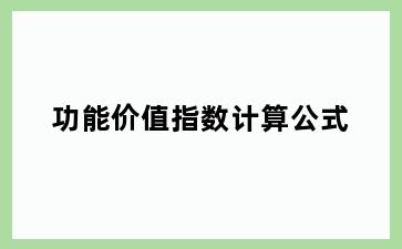 功能价值指数计算公式