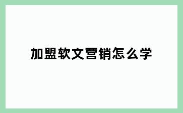 加盟软文营销怎么学