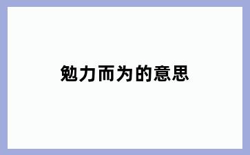 勉力而为的意思