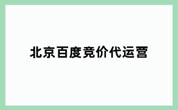 百度竞价代运营