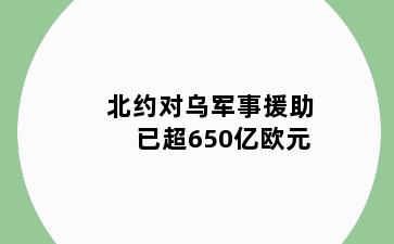 北约对乌军事援助已超650亿欧元