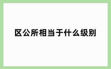 区公所相当于什么级别