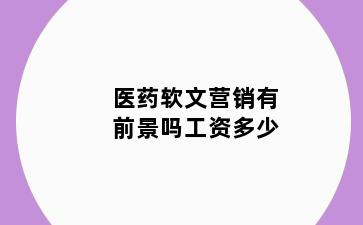医药软文营销有前景吗工资多少