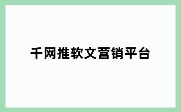 千网推软文营销平台