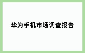 华为手机市场调查报告