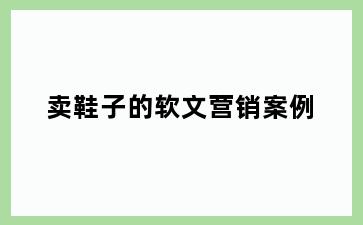 卖鞋子的软文营销案例