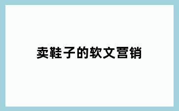 卖鞋子的软文营销