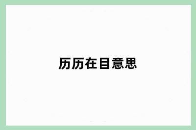 历历在目意思