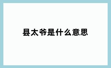 县太爷是什么意思
