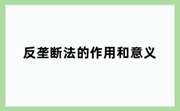 反垄断法的作用和意义