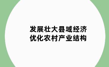 发展壮大县域经济优化农村产业结构