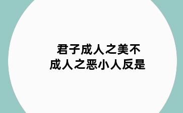 君子成人之美不成人之恶小人反是