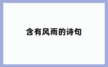 含有风雨的诗句