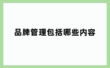 品牌管理包括哪些内容