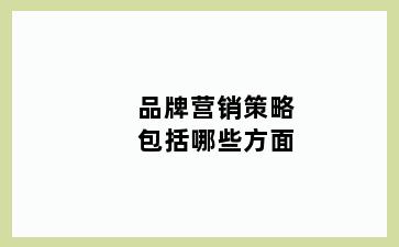 品牌营销策略包括哪些方面
