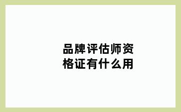 品牌评估师资格证有什么用