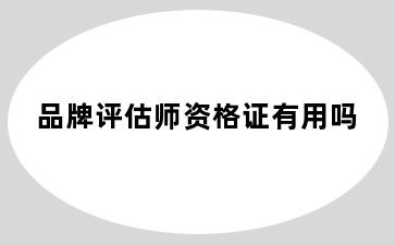 品牌评估师资格证有用吗