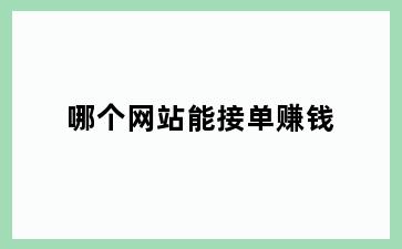 哪个网站能接单赚钱