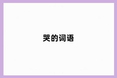 哭的词语