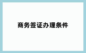 商务签证办理条件
