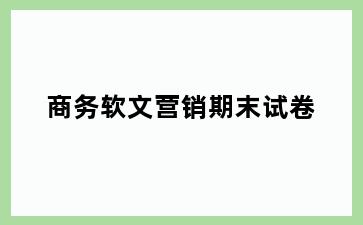 商务软文营销期末试卷