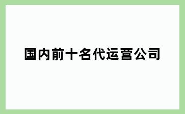 国内前十名代运营公司