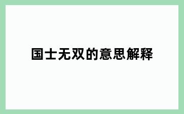 国士无双的意思解释