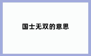 国士无双的意思