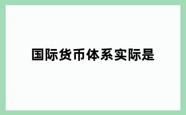 国际货币体系实际是