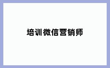 培训微信营销师