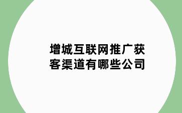 增城互联网推广获客渠道有哪些公司