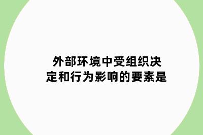 外部环境中受组织决定和行为影响的要素是