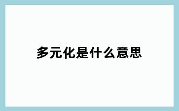 多元化是什么意思