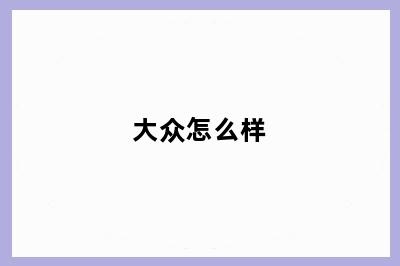 大众怎么样