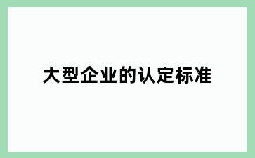 大型企业的认定标准