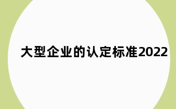 大型企业的认定标准2022