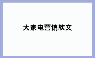 大家电营销软文