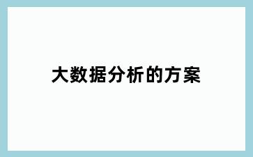 大数据分析的方案