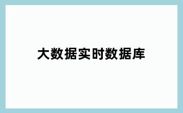 大数据实时数据库