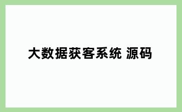 大数据获客系统 源码