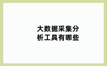 大数据采集分析工具有哪些