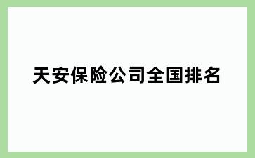 天安保险公司全国排名