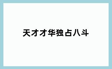 天才才华独占八斗