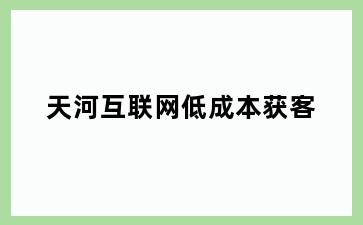 天河互联网低成本获客