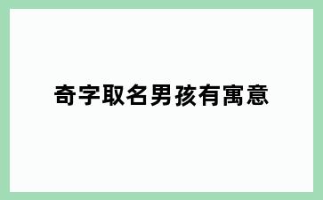 奇字取名男孩有寓意