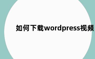 如何下载wordpress视频