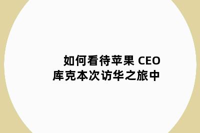 如何看待苹果 CEO 库克本次访华之旅中