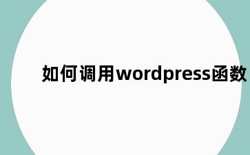 如何调用wordpress函数