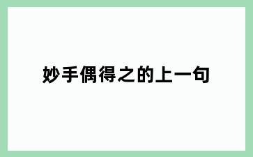 妙手偶得之的上一句