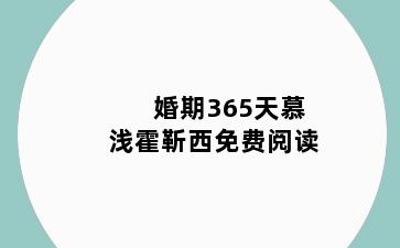 婚期365天慕浅霍靳西免费阅读